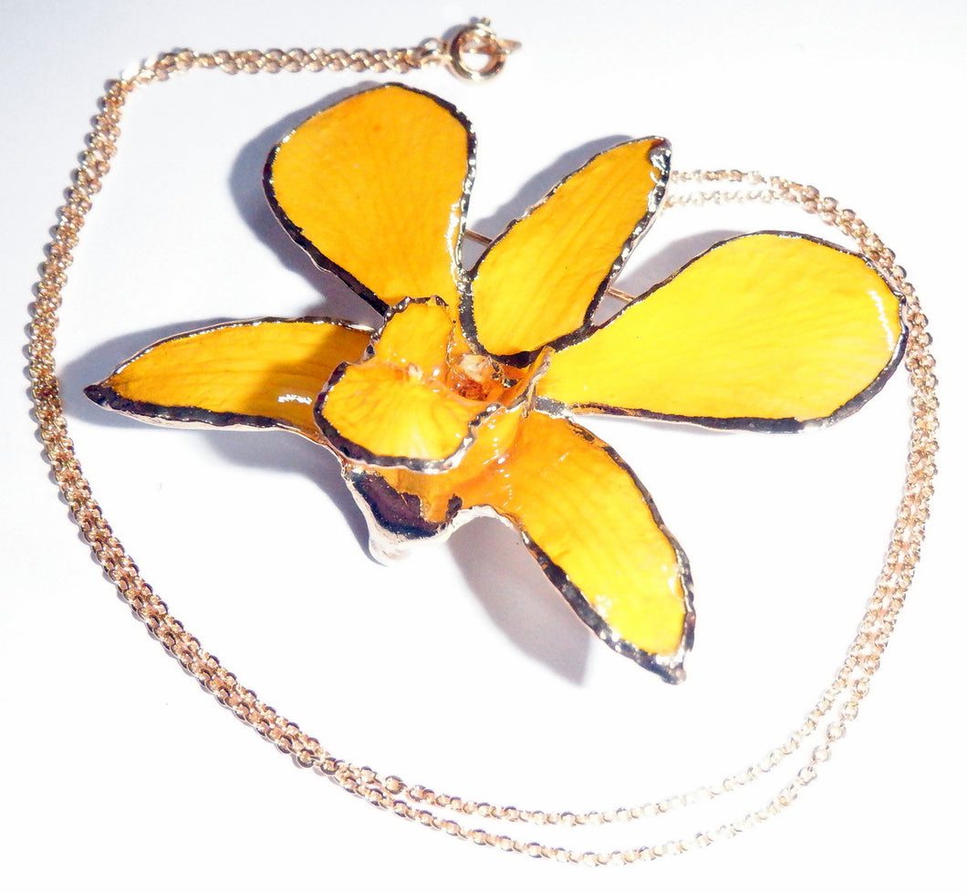 Gold Trim Real Orchid Flower Jewellery - One Of A Kind (38)