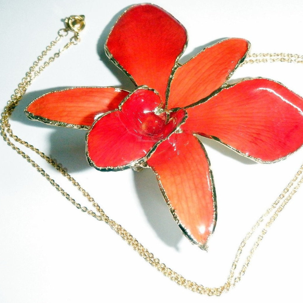 Gold Trim Real Orchid Flower Jewellery - One Of A Kind (39)
